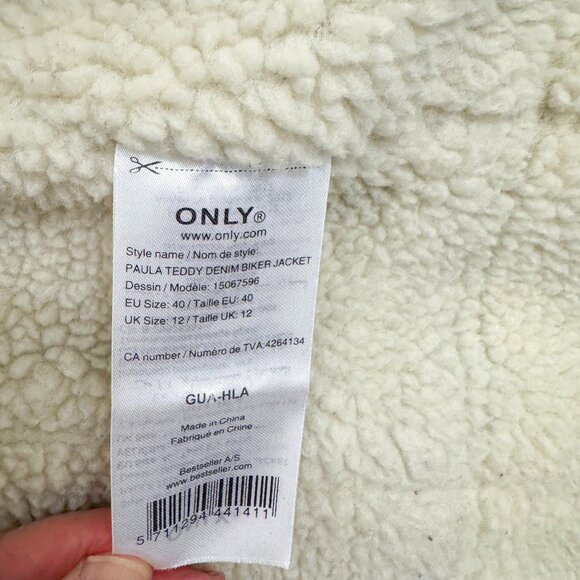 VINTAGE STYLE DENIM SHERLING FUR COLLAR JACKET ZIP UP ONLY BRAND SIZE MEDIUM - Picture 13 of 13